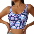 thumbnail image 1 of Pofeuu crystal Skull flower leaf Print Sports Bra for Women Sexy Vest Yoga Running Gym Fitness Crop Bras Tops-Medium, 1 of 8