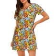 thumbnail image 1 of Pofeuu cute animals Print Women's Loose Fit Short Sleeve Nightgown, Comfortable Sleep Dress for Women, Casual Lounge Sleepwear, Soft Cotton Sleep Dress, 1 of 6