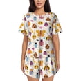 thumbnail image 1 of Pofeuu cute bugs Print Women's Pajama Set Short/Shorts Soft Button PJs Elastic Drawstring Waist Sleepwear-4X-Large, 1 of 6