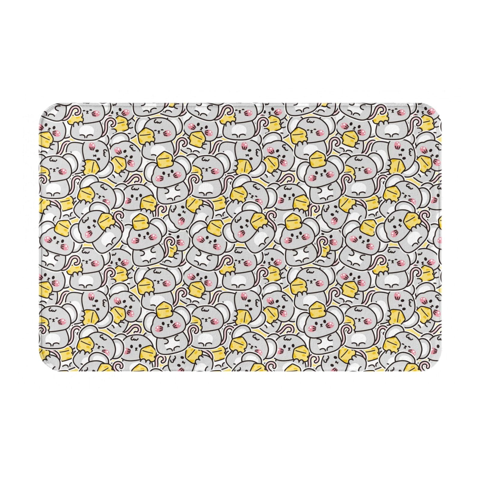 Rat Shaped Rug Pofeuu cute rat with cheese Print Flannel Doormats Rug16