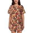 thumbnail image 1 of Pofeuu cute record music Skull Print Women's Pajama Set Short/Shorts Soft Button PJs Elastic Drawstring Waist Sleepwear-XX-Large, 1 of 6