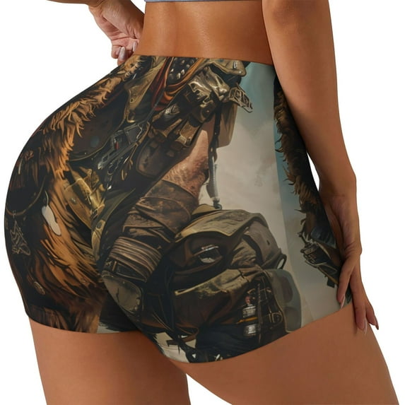 Pofeuu desert Man Shepherd Dog Print Workout Shorts for Women Scrunch Butt Lifting High Waisted Yoga Gym Seamless Booty Biker Shorts-Medium