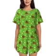 thumbnail image 1 of Pofeuu dogs on a green background Print Women's Pajama Set Short/Shorts Soft Button PJs Elastic Drawstring Waist Sleepwear-Small, 1 of 6