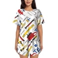 thumbnail image 1 of Pofeuu equipment for repair tools Print Women's Pajama Set Short/Shorts Soft Button PJs Elastic Drawstring Waist Sleepwear-Large, 1 of 6