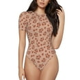 thumbnail image 1 of Pofeuu fall flower plaid Print Short Sleeve Body Suits Women Round Neck Bodysuits for Women Onesie Adult Set Body Suit-Large, 1 of 7