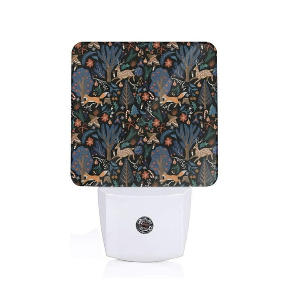 Pofeuu fall fox deer bird Print Night Lights Plug into Wall with Dusk-to-Dawn Light Sensor, LED Nightlight for Bathroom, Adult, Hallway-EU