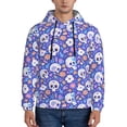 thumbnail image 1 of Pofeuu flower Skull cartoon Print Mens Casual Hooded Collar Drawstring Hoodies Pullover Sweatshirts Casual Long Sleeve Shirts-X-Large, 1 of 7