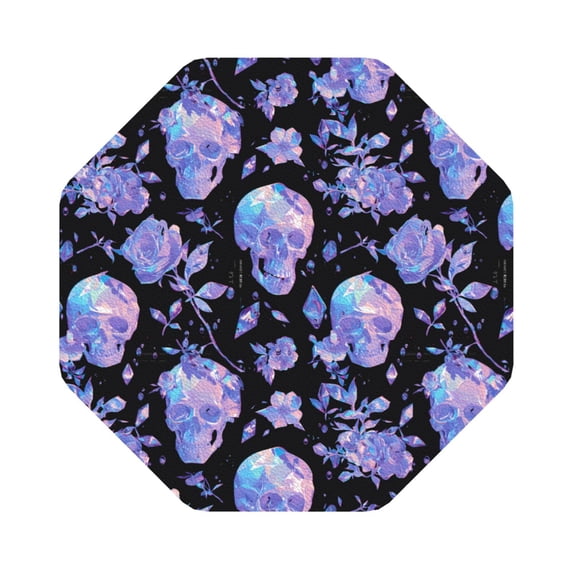 Pofeuu flower Skull crystal Print Leather Coasters Set of 6, Round Cups Mugs Mat Pad for Home Kitchen Heat Resistant Drink Coasters,Octagon
