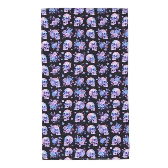 Pofeuu flower Skull rose Print Hand Towel 27.5" x 16" Soft Absorbent Towel for Bathroom SPA Gym Hotel