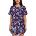 thumbnail image 1 of Pofeuu funny Skull daisy flower Print Women's Pajama Set Short/Shorts Soft Button PJs Elastic Drawstring Waist Sleepwear-Small, 1 of 6