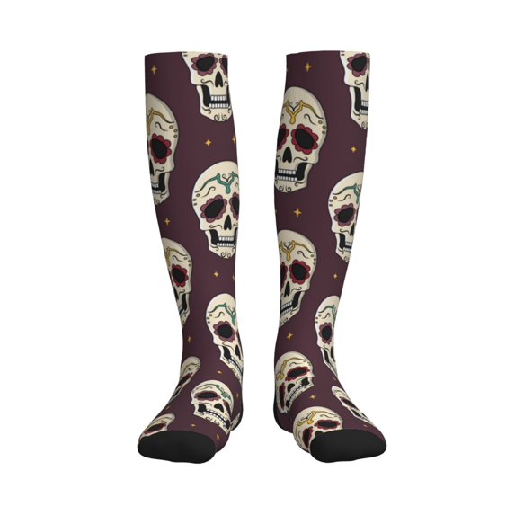 Pofeuu funny Skull star Print Compression Socks for Women & Men Circulation - Best Support for Nurses,Running,Athletic,Sports