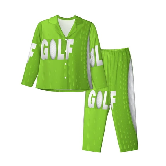 Pofeuu golf ball Print Womens Pajamas Set Long Sleeve Sleepwear Button Down Nightwear Soft Pj Lounge Sets Button Down Pajamas Women-Medium