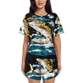 thumbnail image 1 of Pofeuu green salmon fish Print Women's Pajama Set Short/Shorts Soft Button PJs Elastic Drawstring Waist Sleepwear-Medium, 1 of 6
