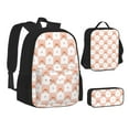 thumbnail image 1 of Pofeuu love plaid fox Print Backpack Travel Backpacks With Lunch Bag Pencil Bag Set 3 pcs Set Cartoon Backpack, 1 of 7