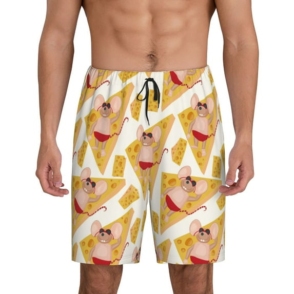 Pofeuu mouse holiday Print Men's Soft Woven Elastic Waistband Sleep Pajama Short-Medium