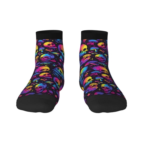Pofeuu mushroom rainbow color Skull Print 30cm Socks, Adult Running Hiking Socks for Youth and Adult