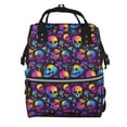 thumbnail image 1 of Pofeuu mushroom rainbow color Skull Print Diaper Bag Backpack, Multifunction Travel Pack Maternity Baby Changing Bags, Large Capacity, Waterproof, 1 of 6