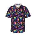 thumbnail image 1 of Pofeuu mushroom rainbow color Skull Print Hawaiian Shirt for Men Sleeves Casual Button Down Summer Beach Dress Shirts T-Shirts,Medium, 1 of 7
