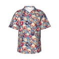 thumbnail image 1 of Pofeuu music Skull record Retro Print Hawaiian Shirt for Men Sleeves Casual Button Down Summer Beach Dress Shirts T-Shirts,XX-Large, 1 of 7