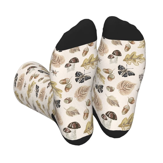 Pofeuu nuts leaf Butterfly Print Crew Socks, Adult Running Hiking Socks for Youth and Adult