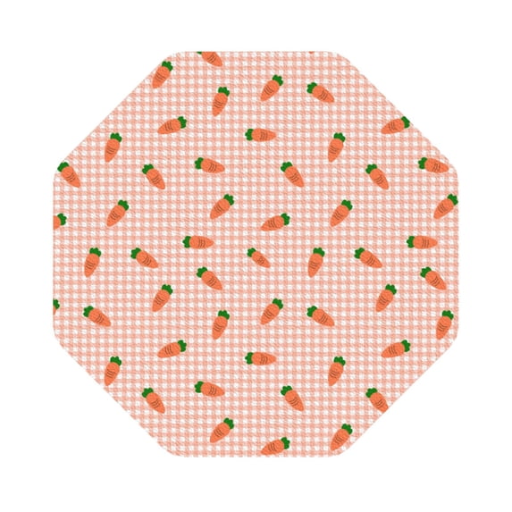 Pofeuu orange carrot on a gingham Print Leather Coasters Set of 6, Round Cups Mugs Mat Pad for Home Kitchen Heat Resistant Drink Coasters,Octagon