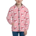 thumbnail image 1 of Pofeuu pink Scarf bear Print Teenage Zipper Hoodie Sweatshirts Hooded Casual Jackets With Pocket For Boys Girls-Small, 1 of 6