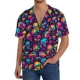 thumbnail image 1 of Pofeuu rainbow color mushroom Skull Print Mens Casual Short Sleeve Shirts Beach Summer Spread Collar Pocket Tops Men's Casual Short-sleeved Shirt-XX-Large, 1 of 5