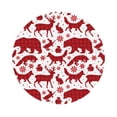 thumbnail image 1 of Pofeuu red plaid Moose Bunny bear Print Leather Coasters Set of 6, Round Cups Mugs Mat Pad for Home Kitchen Heat Resistant Drink Coasters,Round Shape, 1 of 7