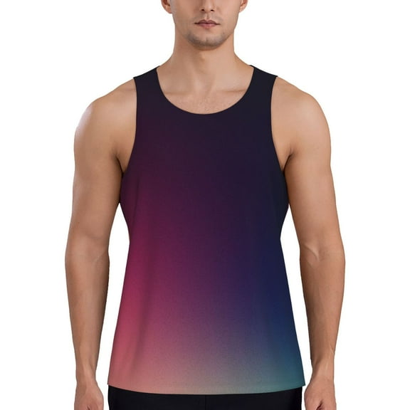 Pofeuu retro blue orange red teal dark Print Men's Workout Tank Tops Sleeveless Muscle Gym Shirt Quick Dry -3X-Large