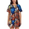 thumbnail image 1 of Pofeuu sport ball Print Women's Pajama Set Short/Shorts Soft Button PJs Elastic Drawstring Waist Sleepwear-3X-Large, 1 of 6
