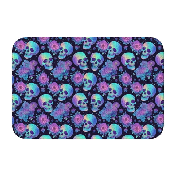 Pofeuu starry sky Skull flower Print Hem Mat 40x60 - Multipurpose Doormat for Indoor & Outdoor Use - Welcome Your Guests with our Entrance Mat