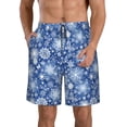 thumbnail image 1 of Pofeuu whiet Snowflake blue background Prin Men's Swim Trunks Quick Dry Bathing Suit Swimming Board Shorts Mesh Lining Beach Swimwear-X-Large, 1 of 6