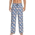 thumbnail image 1 of Pofeuu white Skull blue daisy Print Men's Pajama Pants, Soft Lounge Pajama Pants with big pockets for Men Plaid Pj Bottoms-Large, 1 of 6