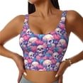 thumbnail image 1 of Pofeuu white Skull blue flower Print Sports Bra for Women Sexy Vest Yoga Running Gym Fitness Crop Bras Tops-Medium, 1 of 8