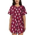 thumbnail image 1 of Pofeuu white Tree red plaid Print Women's Pajama Set Short/Shorts Soft Button PJs Elastic Drawstring Waist Sleepwear-Medium, 1 of 6