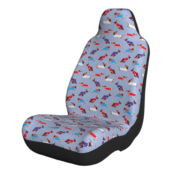 Pofeuu winter Dachshund Print Automotive Car Seat Covers Flat Cloth Full Set Seat Covers,Car Seat Covers front seats for Cars Trucks and SUVs-2 PCS