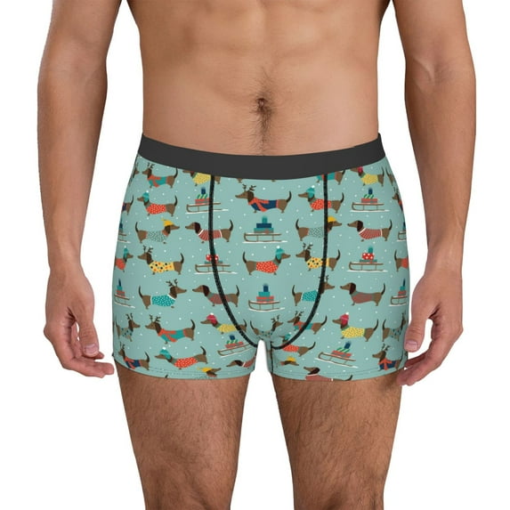 Pofeuu winter ski Dachshund Print Men’s Boxer Briefs, Moisture-Wicking Underwear, Regular,Trunk-X-Large