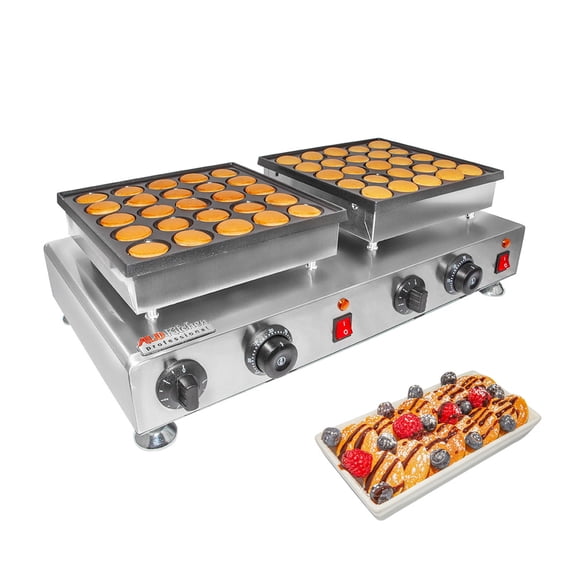 Poffertjes Maker | 50 Dutch Mini Pancakes | Poffertjes Baking Machine | Double