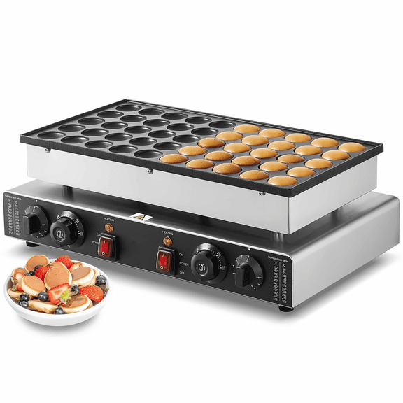 Poffertjes Maker, 50-Hole Dutch Pancake Machine - 1700W Electric Dorayaki Grill, Non-Stick Stainless Steel, Dual Control, for Home & Commercial Use
