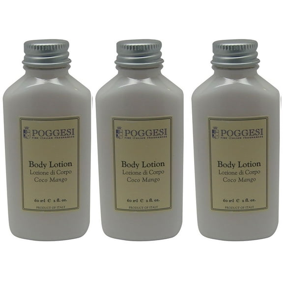 Poggesi Coco Mango Lotion Lot of 3 each 2oz Bottles. Total of 6oz