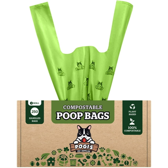 Pogi's Compostable Dog Poop STF9 Bags with Handles - 250 Poop Bags with ...