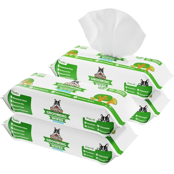 Pogi's Dog Grooming Wipes - 400 Dog Wipes for Cleaning and Deodorizing - Plant-Based, Hypoallergenic Pet Wipes for Dogs, Puppy Wipes - Quick Bath Dog Wipes for Paws, Butt, & Body - Fragrance Free