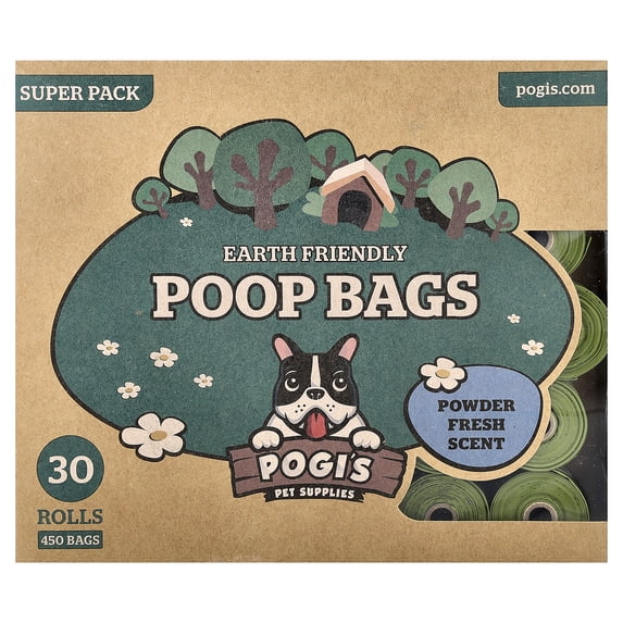 Pogi’s Dog Poop Bags - 30 Rolls (450 Doggie Poop Bags) - Leak-Proof Dog Waste Bags - Scented, Ultra Thick, Extra Large Poop Bags for Dogs
