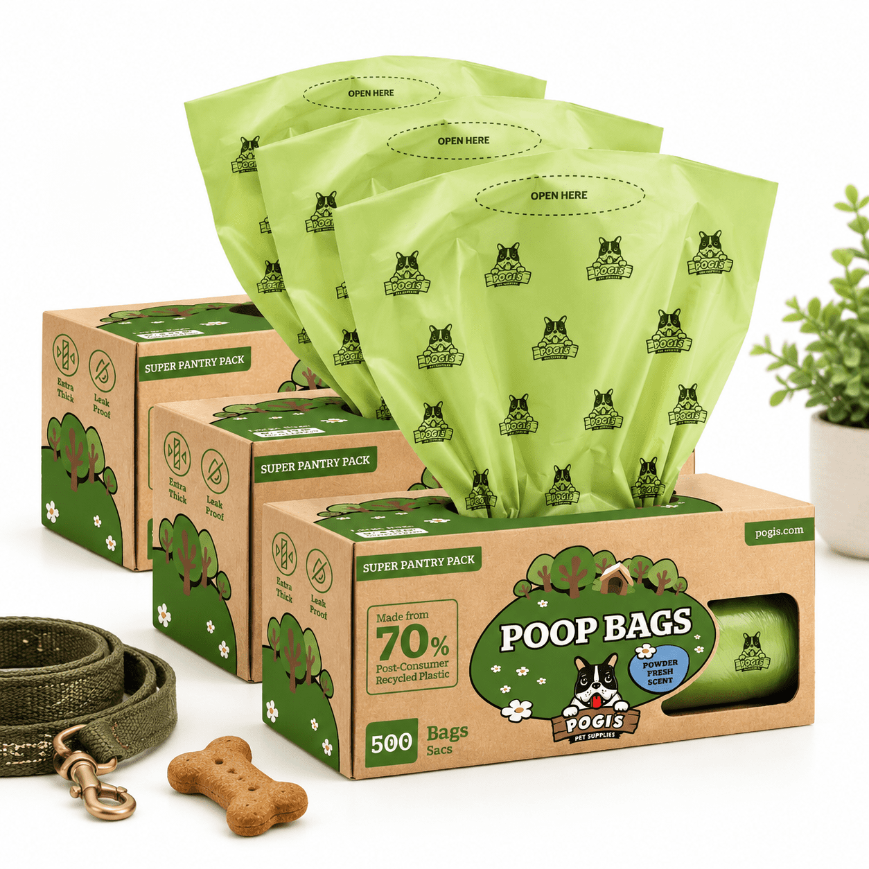 Poop Aba Pogi's Large Dog Poop Bags Single Roll Fresh Scent Leak-proof 500 (pack ...