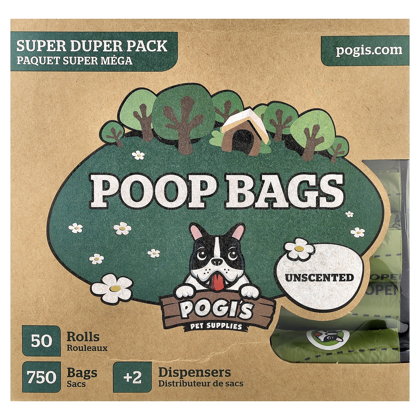 Pogi’s Dog Poop Bags - 50 Unscented Rolls (750 Doggie Poop Bags) + 2 Dog Poop Bag Holders for Leashes - Leak-Proof Dog Waste Bags - Ultra Thick, Extra Large Poop Bags for Dogs