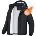 thumbnail image 1 of Pogiun Winter Jacket for Boys and Girls Waterproof Ski Jacket Winter Snow Coat Hooded Fleece Windproof with Zip Pockets Black 10-12Y, 1 of 7