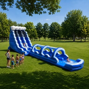 TentandTable Commercial Inflatable Water Slide with Splash and Ride Blue Marble with Blower