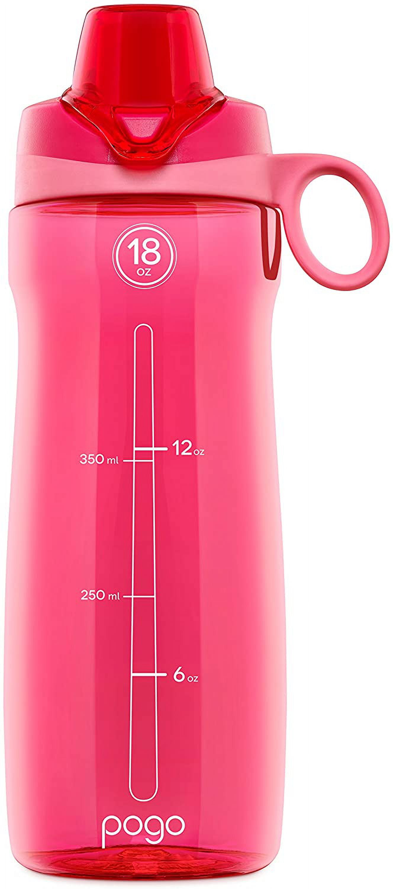 Pogo Plastic Water Bottle with Soft Straw Lid and Carry Handle, BPA Free,  Dishwa