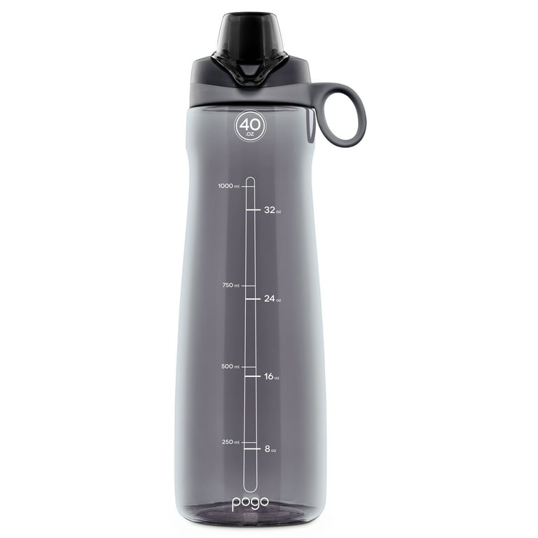 Pogo BPA-Free Plastic Water Bottle with Chug Lid Grey 40 oz