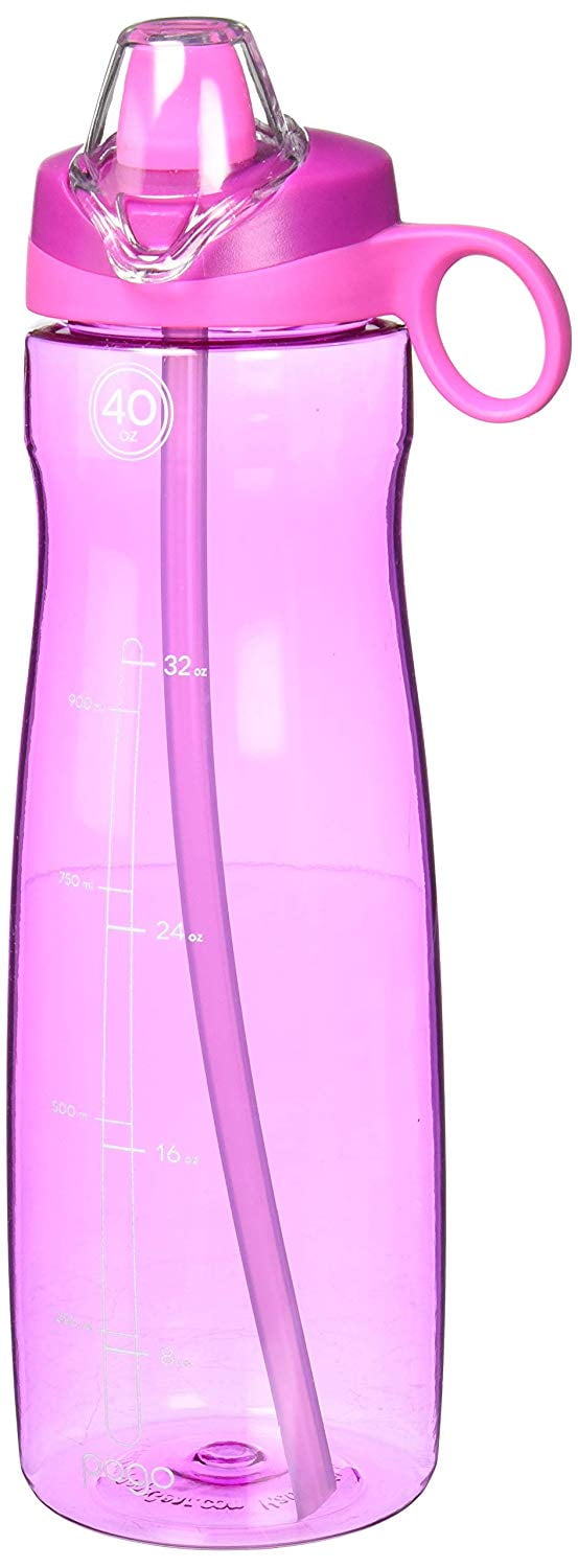 Pogo BPA-Free Tritan Water Bottle with Soft Straw, Blue, 40 oz.